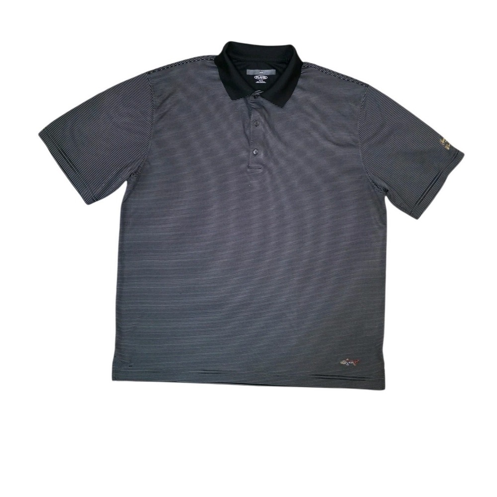 Greg Norman Play Dry Golf Polo Mens XL Black Pinstripe Crown Royal Black